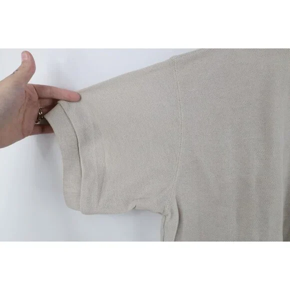 Deadstock Vintage 90s Streetwear Womens Size Large Blank Golf Polo Shirt Beige - Picture 8 of 11